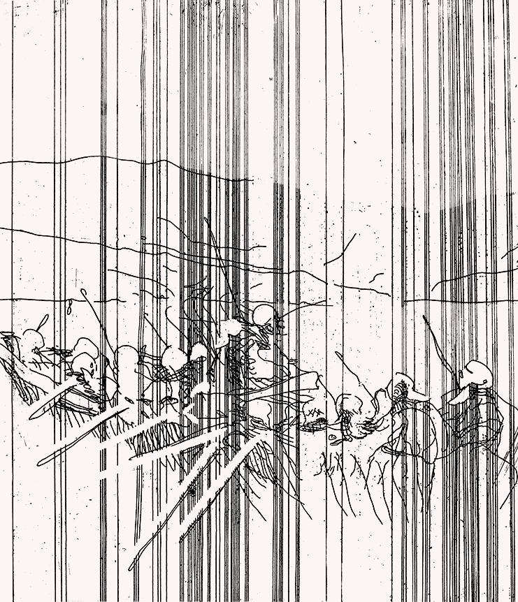 Demokrit, Strichätzung / Line Etching, 21 × 17 cm, 1996