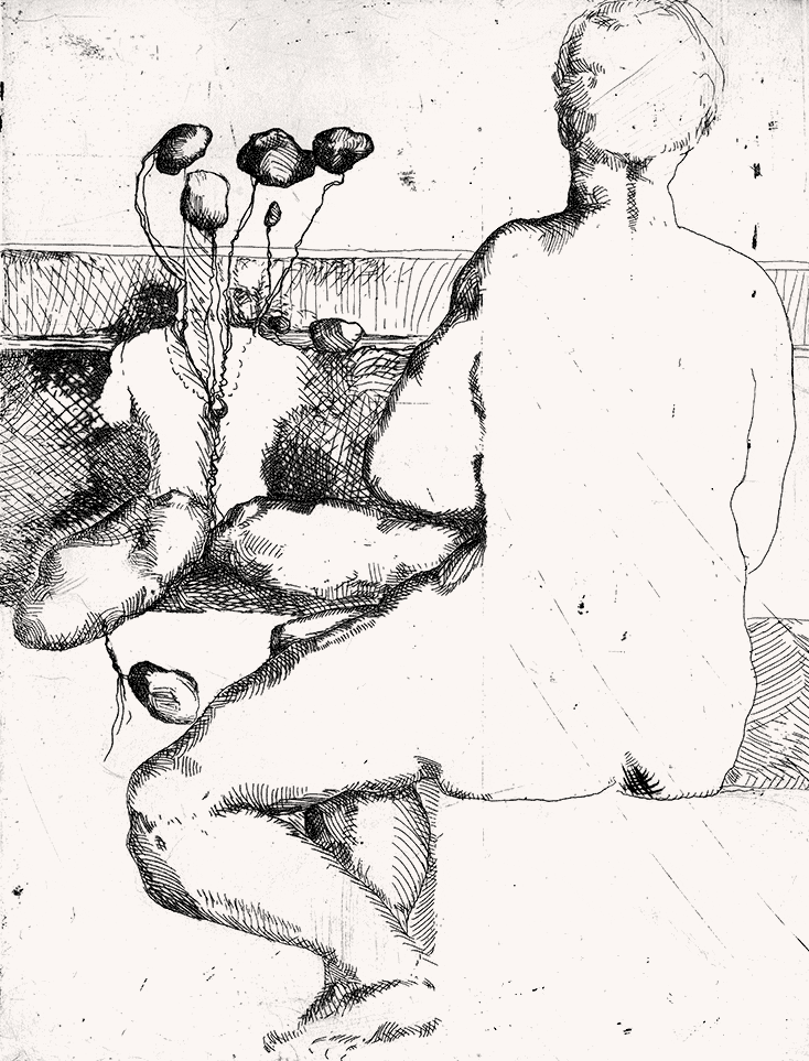 Zenon, Strichätzung / Line Etching, 20 × 27 cm, 1984